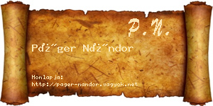 Páger Nándor névjegykártya